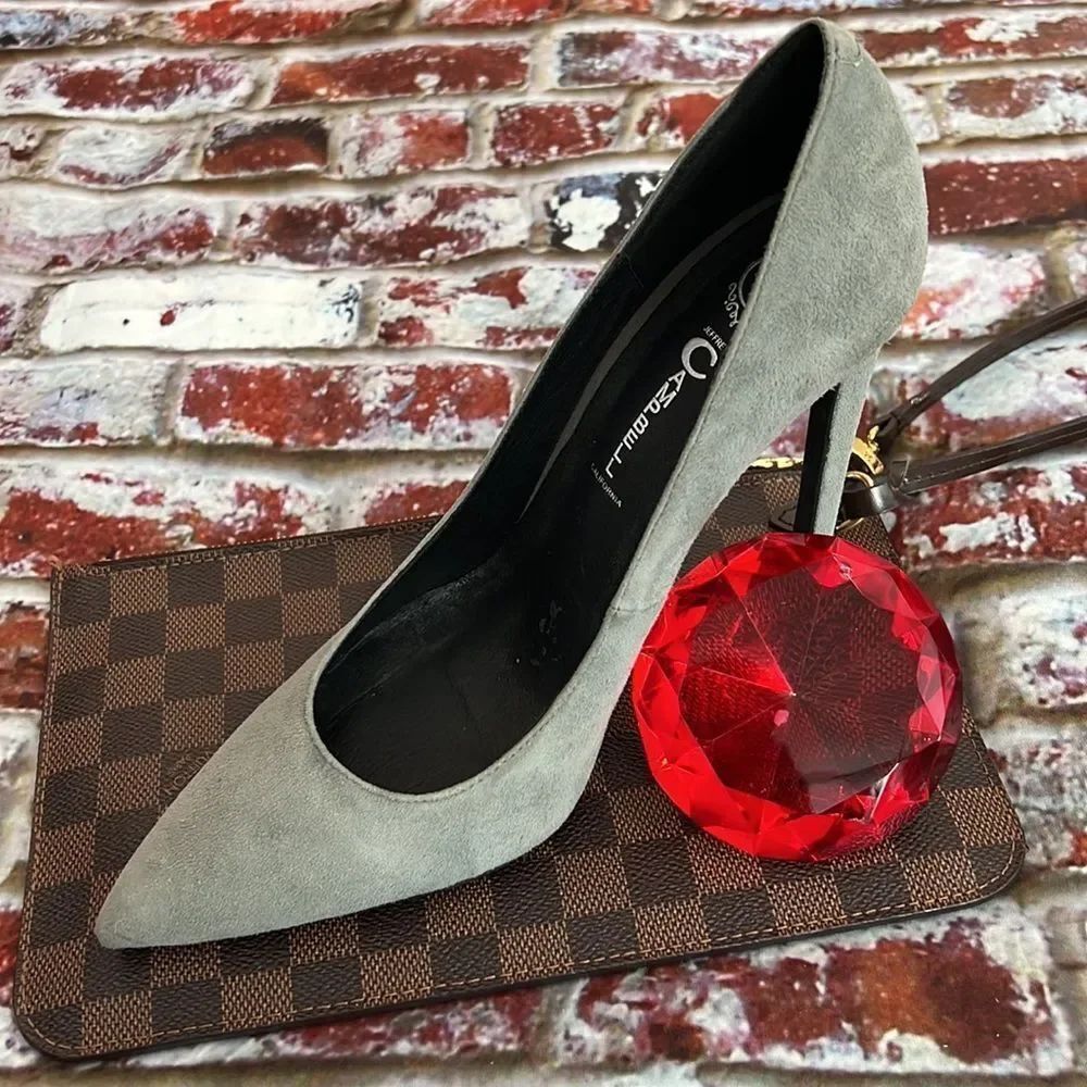 * Jeffrey Campbell gray suedeโpointed toe pumps